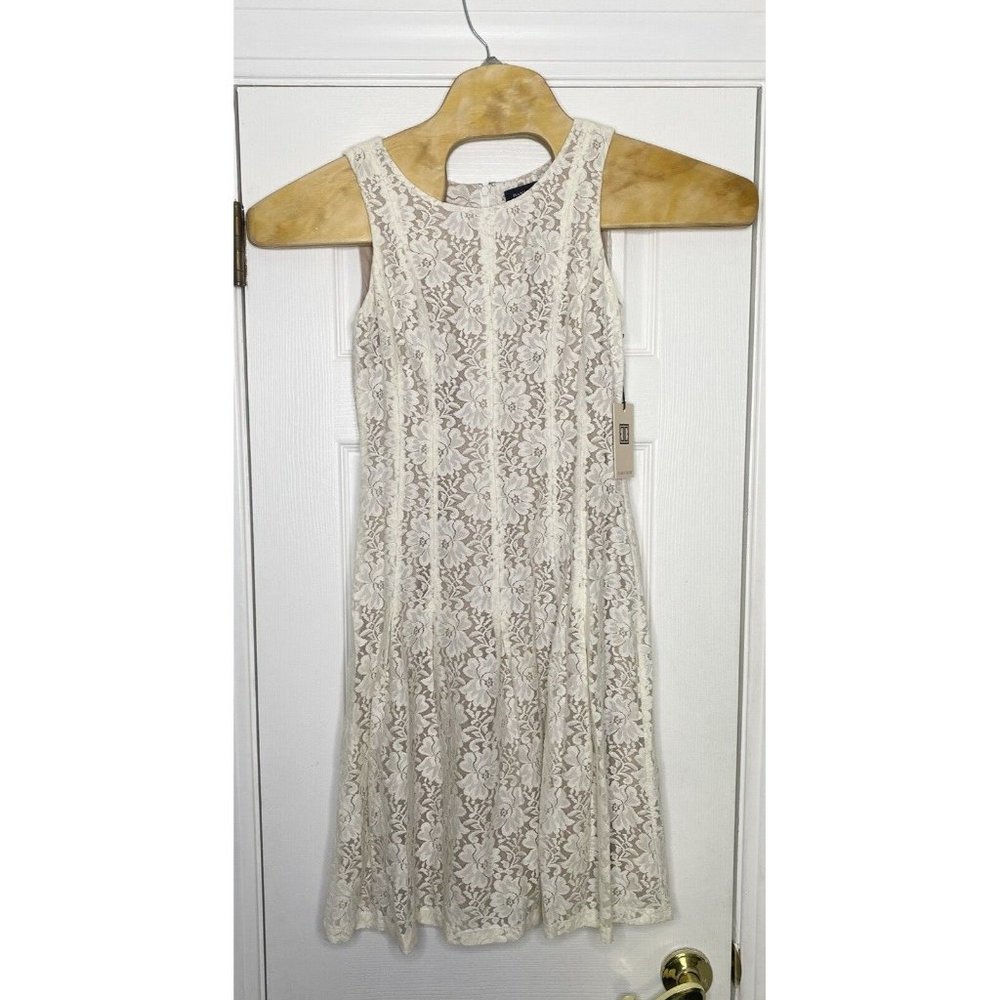 Ivanka Trump Womenβsβ Sleeveless Lace Floral Dress Ivory 4 New